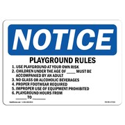 SIGNMISSION OSHA Notice Sign, 18" Height, Aluminum, Playground Rules 1. Use Playground At Your Sign, Landscape OS-NS-A-1824-L-17321